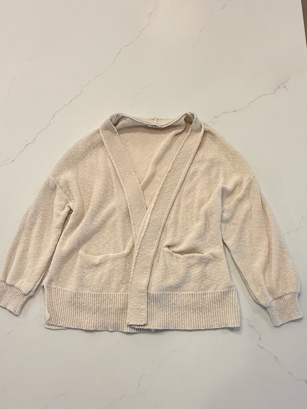 Madewell 100% Cotton Oversized Open Front Cardigan, Ivory Cream XL